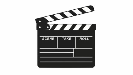 Clapperboard Icon for Film and Movie Production Scene Take Roll.