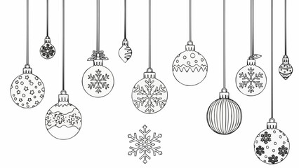 Hand Drawn Christmas Ornaments and Snowflakes Collection.