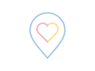 Stylized location pin icon with a soft pastel heart, symbolizing a beloved place, favorite destination, or a point of romantic interest on a digital map