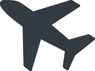 An abstract dark silhouette of an airplane against a white background, perfect for representing travel and aviation concepts