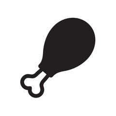 A simple black and white silhouette depicts a single isolated piece of fried chicken drumstick imagery