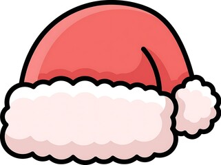 A festive red and white Santa hat, perfect for holiday celebrations and Christmas-themed designs