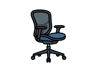 Vibrant illustration of a comfortable ergonomic office chair, designed for a modern workspace, promoting productivity and a healthy work environment