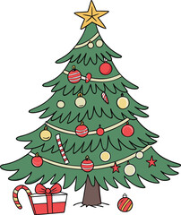 “Merry Christmas Tree Decoration Vector