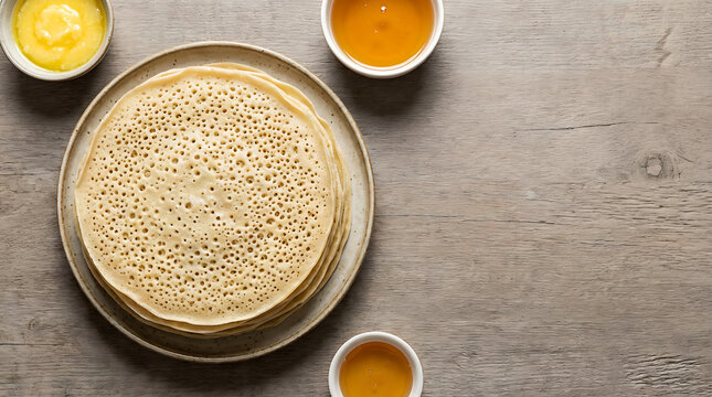 Canjeero Somali sourdough flatbread overhead view