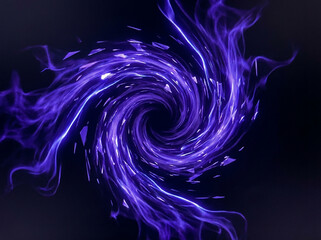 Fototapeta premium Deep violet collapsing void vortex surrounded by glowing rim light and surreal vapor trails.