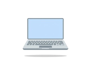 Flat design vector illustration of an open laptop with a blank screen, symbolizing modern technology, digital work, online education, and connectivity