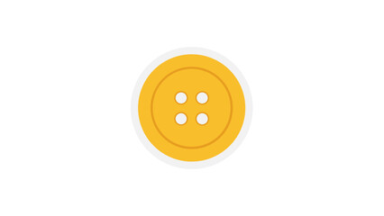 Obraz premium A bright yellow circular sewing button with four holes in the center isolated on a black background with a white outline