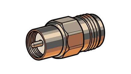Vector illustration of a coaxial F-type connector plug isolated on a white background.