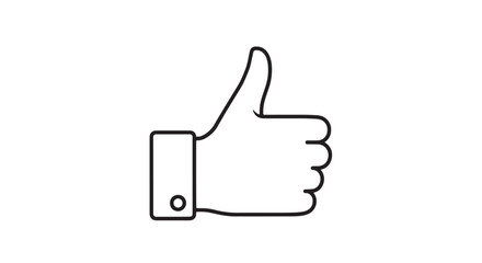 Minimalist thumbs up hand gesture icon graphic for user interface and design projects.