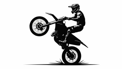 Motorcycle rider performing a wheelie stunt with focused determination and skill.