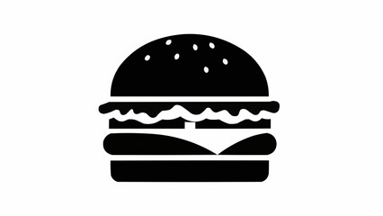 Simple Black Silhouette of a Delicious Burger Icon.