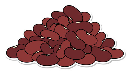 A Pile of Dark Red Kidney Beans with Light Beige Interiors on a White Background Isolated