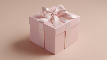 Obraz premium Pink Gift Box with Satin Ribbon on Soft Romantic Background 
