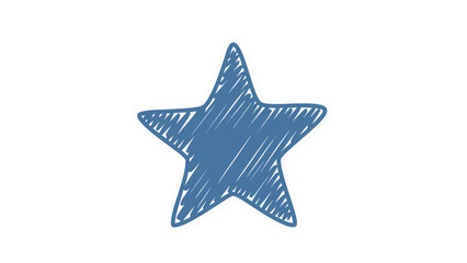 A simple blue star icon with a hand drawn sketchy texture on a black background symbolizing success and achievement