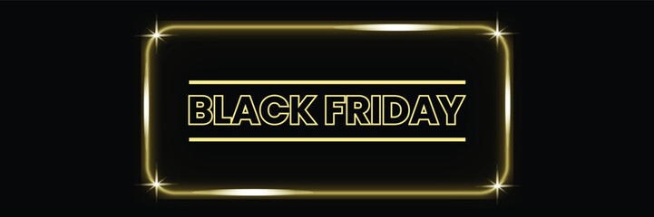 Outline neon Black Friday text with frame.