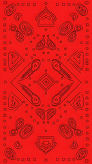 Stylish Red Background with Geometric Patterns and Black Outlines for Design Projects