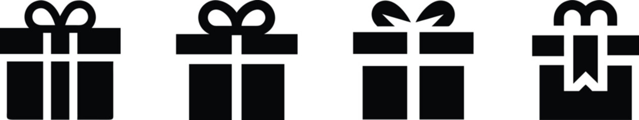 Minimal gift icon set in vector style, perfect for holiday celebrations, birthdays, packaging and decoration.