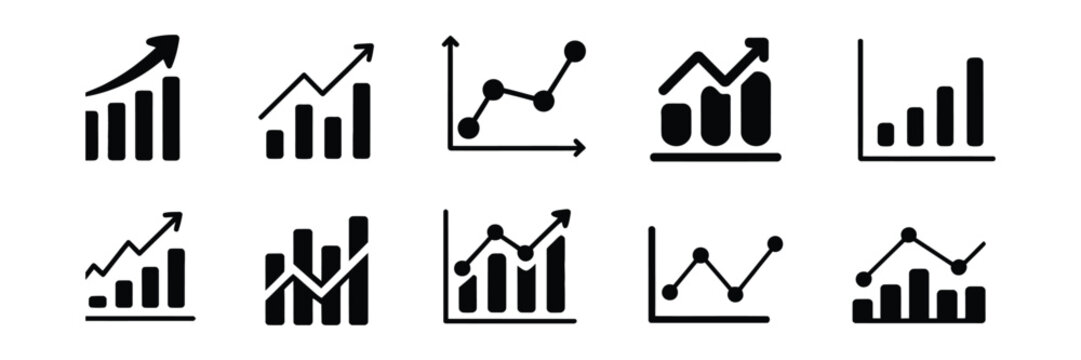 Business growth graph diagram icon with rising arrow showing success and increasing profit