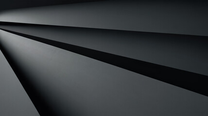 Dark Gray Abstract Background with Sharp Geometric Shadows and Light Rays black