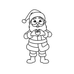 Children's coloring book with a Christmas theme, a picture of Santa giving a sign of love