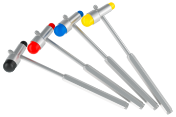 Reflex hammers, different colors, transparent background