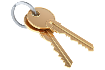 Two Keys on a keyring, transparent background