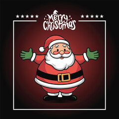 christmas card with santa claus and gifts