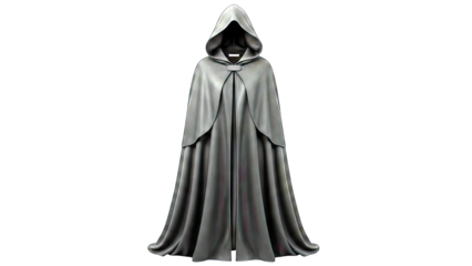 Gray Cloak with Hood on White Background