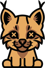 Cute Cartoon Lynx with XMarked Eyes.