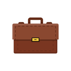 Briefcase business vector illustration in flat style. Office bag. brown Briefcase with lock icon vector illustration