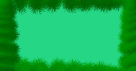 Christmas Pine Frame Background with Green Center Space for Text