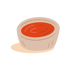 Sauce Bowl Illustration in Hand-Drawn Style for Food Design