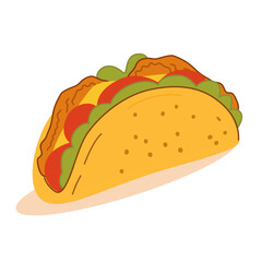 Taco Illustration in Hand-Drawn Style for Mexican Food Design