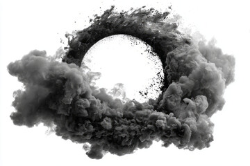 Dark Smoke Ring Swirling in Air