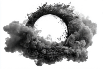 Dark Smoke Ring Swirling in Air