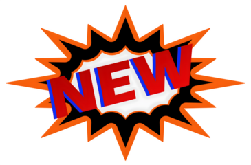 Bright red and blue "NEW" announcement burst, symbolizing exciting offers and fresh beginnings.