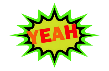 Excited comic book style word "YEAH" bursting with vibrant energy