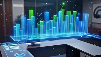 Digital business data analytics and financial growth projection visualization - Powered by Adobe