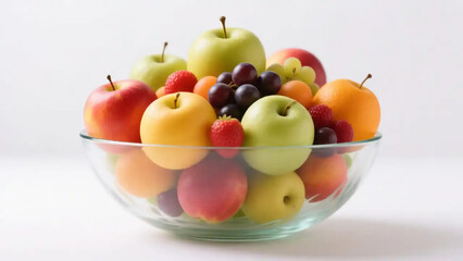 Bunte Obstschale, wei&szlig; isoliert Hintergrund.