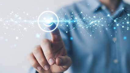 Digital Transformation - Man Interacting with Futuristic Technology Interface.