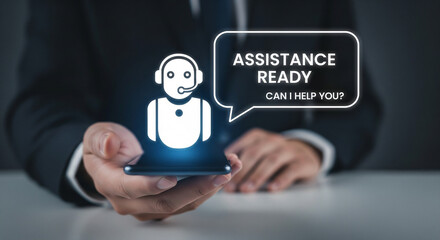 Customer service chatbot on smartphone offering assistance and support