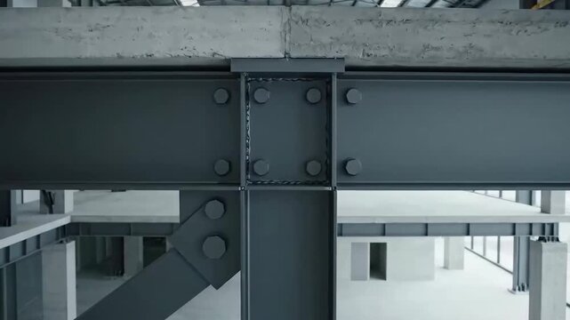 Industrial Infrastructure Architecture with Steel Beams and Structural Support