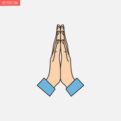 Hands together in praying position. Symbol of hope, faith, gratitude and spirituality.