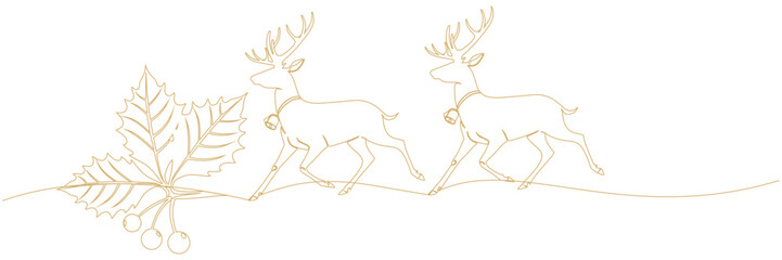 Christmas reindeer illustration line art Christmas background