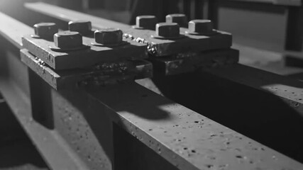 Industrial Infrastructure in Motion: Close-Up of Fasteners and Structural Metalwork Imagery