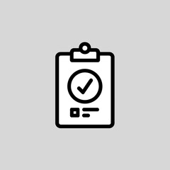 A minimalist icon of a clipboard with a checkmark