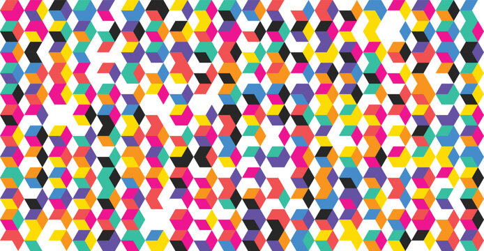Vibrant Abstract Geometric Pattern with Colorful Interlocking Cubes Creating a Dynamic Visual Concept