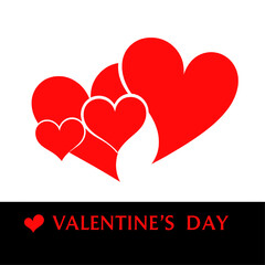 valentine's day greeting card with red hearts