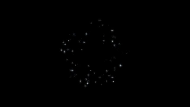 4k magic line dust sparkles glitter animation on black screen background, pixie dust path, cartoon glitter, flat, vector, doodle star, magic sparkles glitter line stars, 4K